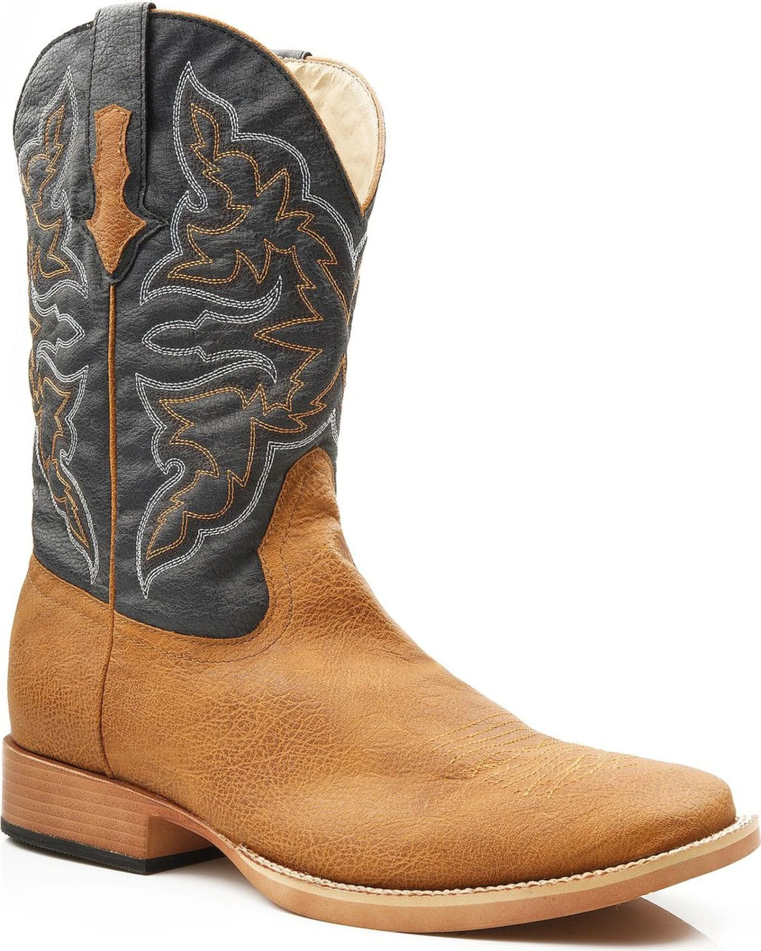 Roper Men's Faux Leather Western Boots - Broad Square Toe 1 Roper Men's Faux Leather Western Boots - Broad Square Toe