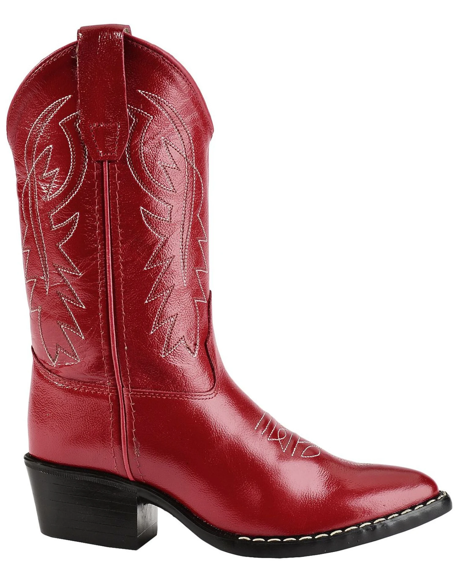 Old West Girls' Red Leather Western Boots - Pointed Toe 2 Old West Girls' Red Leather Western Boots - Pointed Toe - Image 2