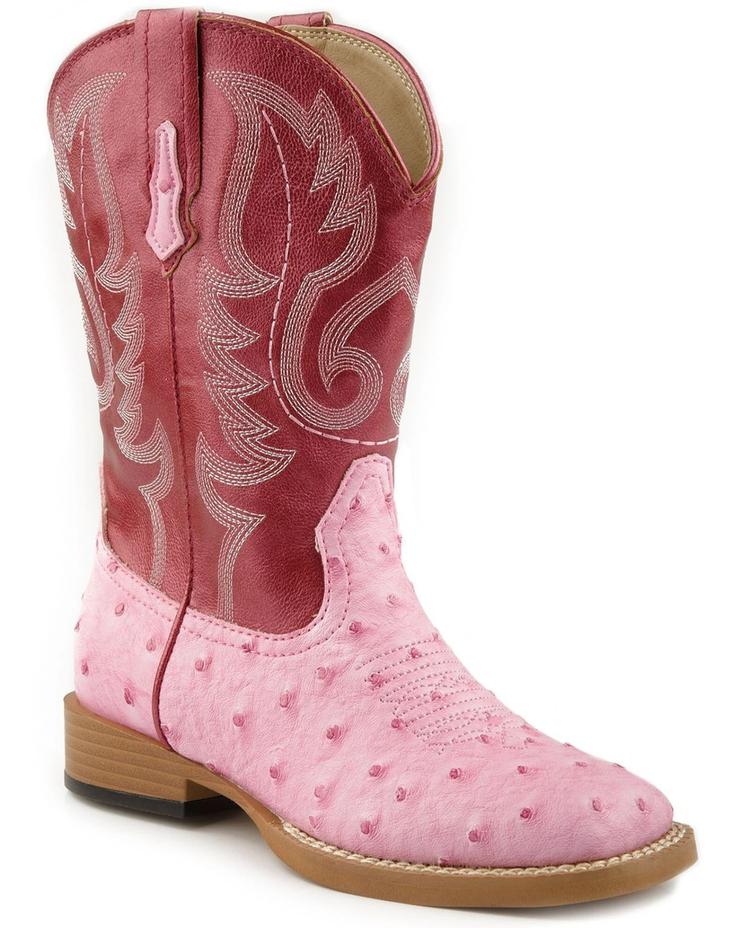 Roper Girls' Ostrich Print Western Boots - Square Toe 1 Roper Girls' Ostrich Print Western Boots - Square Toe