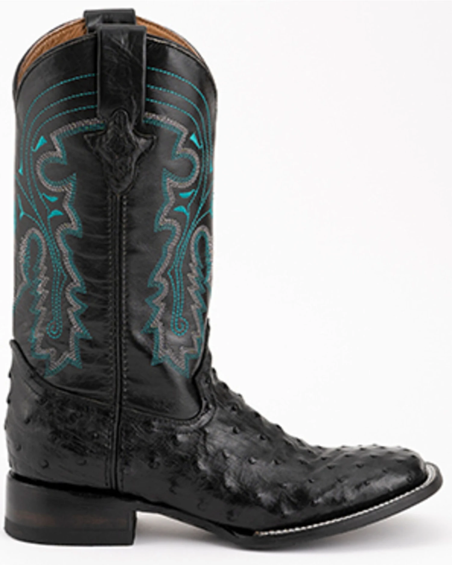 Ferrini Men's Full-Quill Ostrich Embroidered Western Boots - Broad Square Toe 2 Ferrini Men's Full-Quill Ostrich Embroidered Western Boots - Broad Square Toe - Image 2