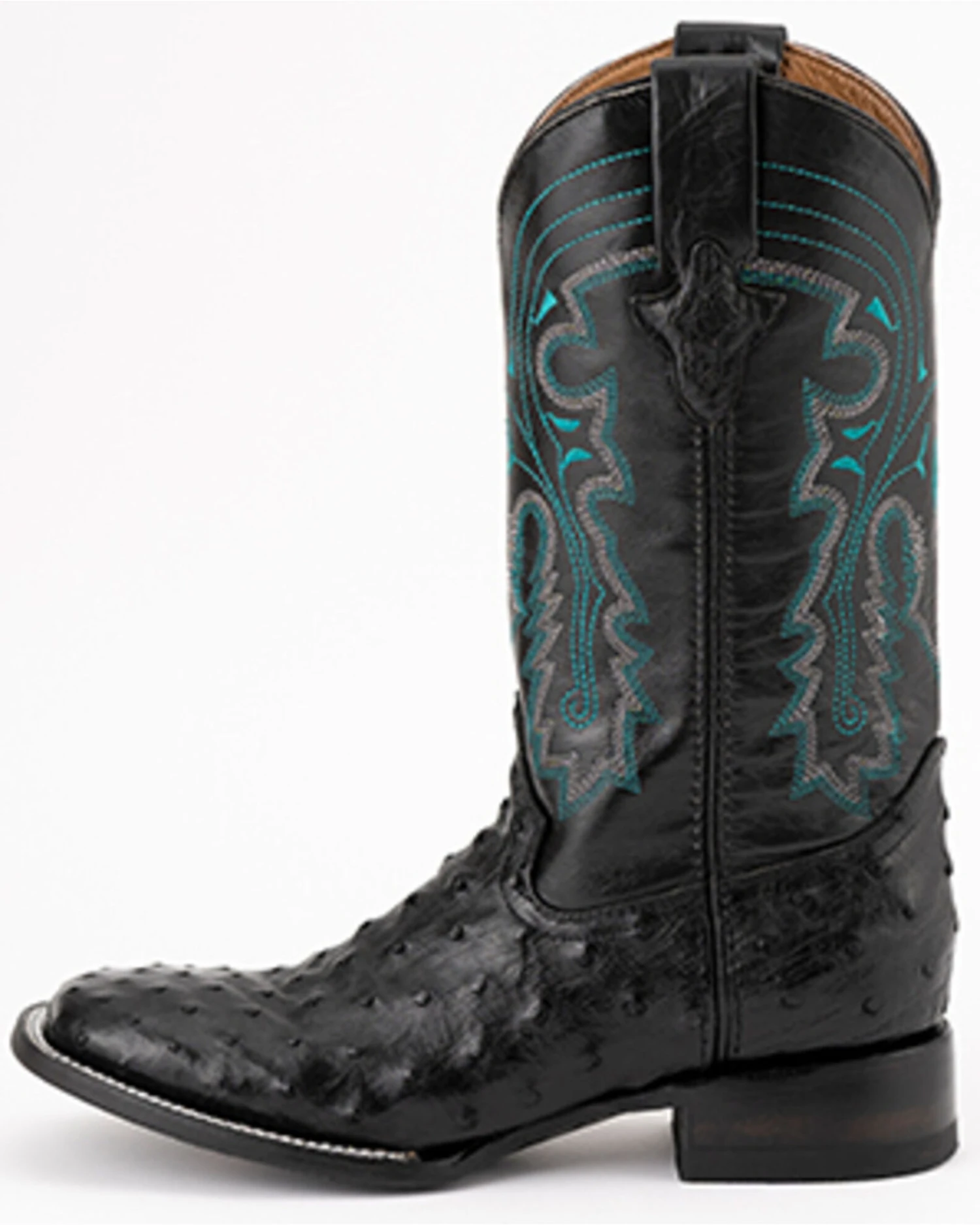 Ferrini Men's Full-Quill Ostrich Embroidered Western Boots - Broad Square Toe 3 Ferrini Men's Full-Quill Ostrich Embroidered Western Boots - Broad Square Toe - Image 3