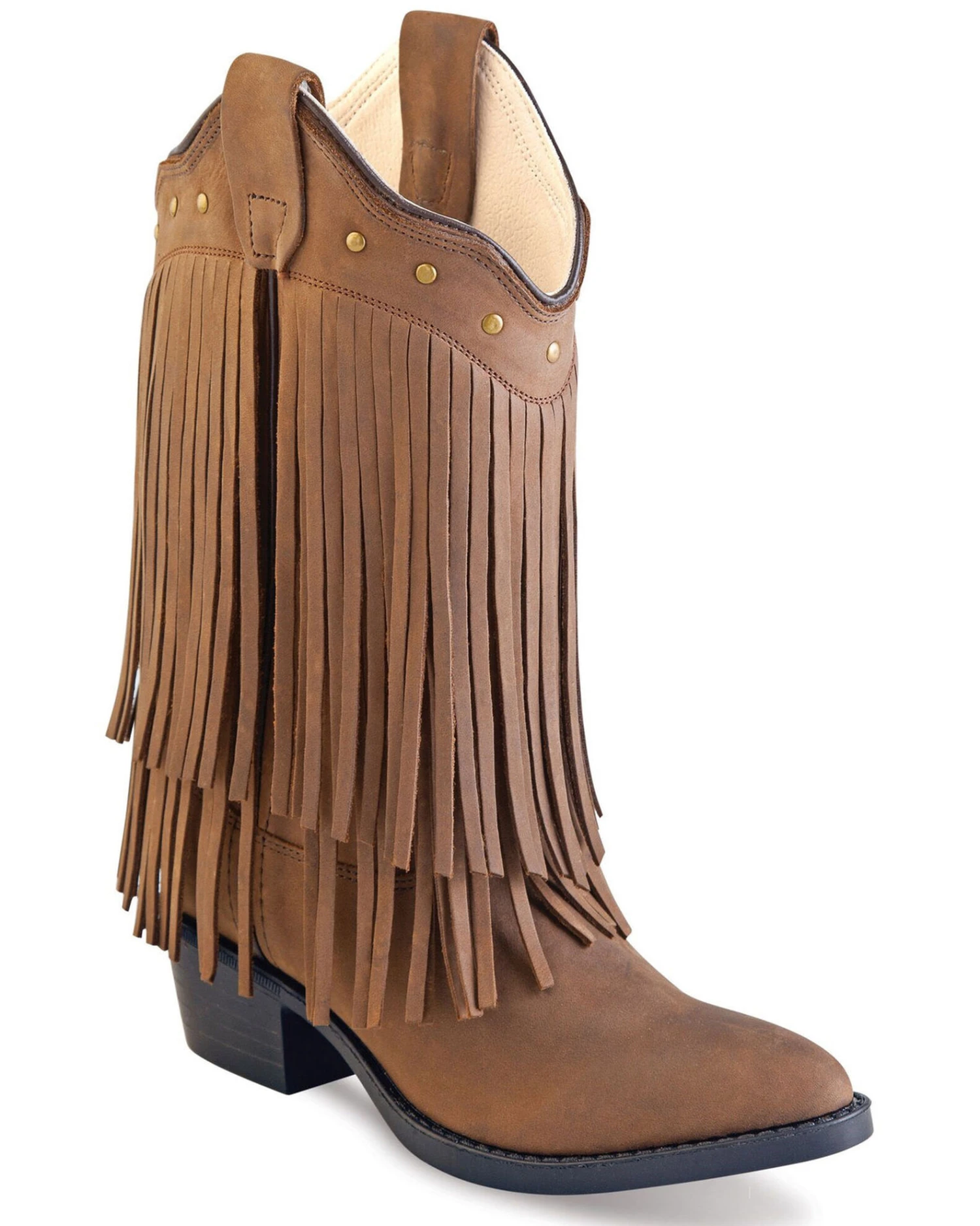 Old West Girls' Long Fringe Western Boots - Round Toe 1 Old West Girls' Long Fringe Western Boots - Round Toe
