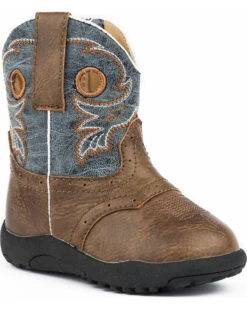 Roper Infant Boys' Daniel Distressed Saddle Vamp Cowbabies Boots - Round Toe