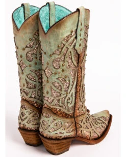 Corral Women's Mint Glitter Inlay Western Boots - Snip Toe  -EverTrail Boots Sales Store 2000239665 300 BK
