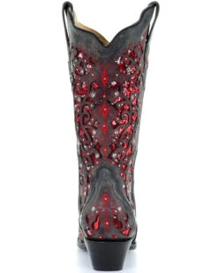 Corral Women's Crystal And Red Sequin Inlay Western Boots - Snip Toe -EverTrail Boots Sales Store 2000241023 001 BK