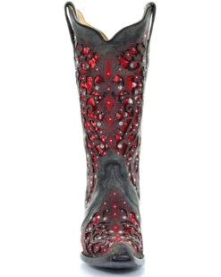 Corral Women's Crystal And Red Sequin Inlay Western Boots - Snip Toe -EverTrail Boots Sales Store 2000241023 001 FT