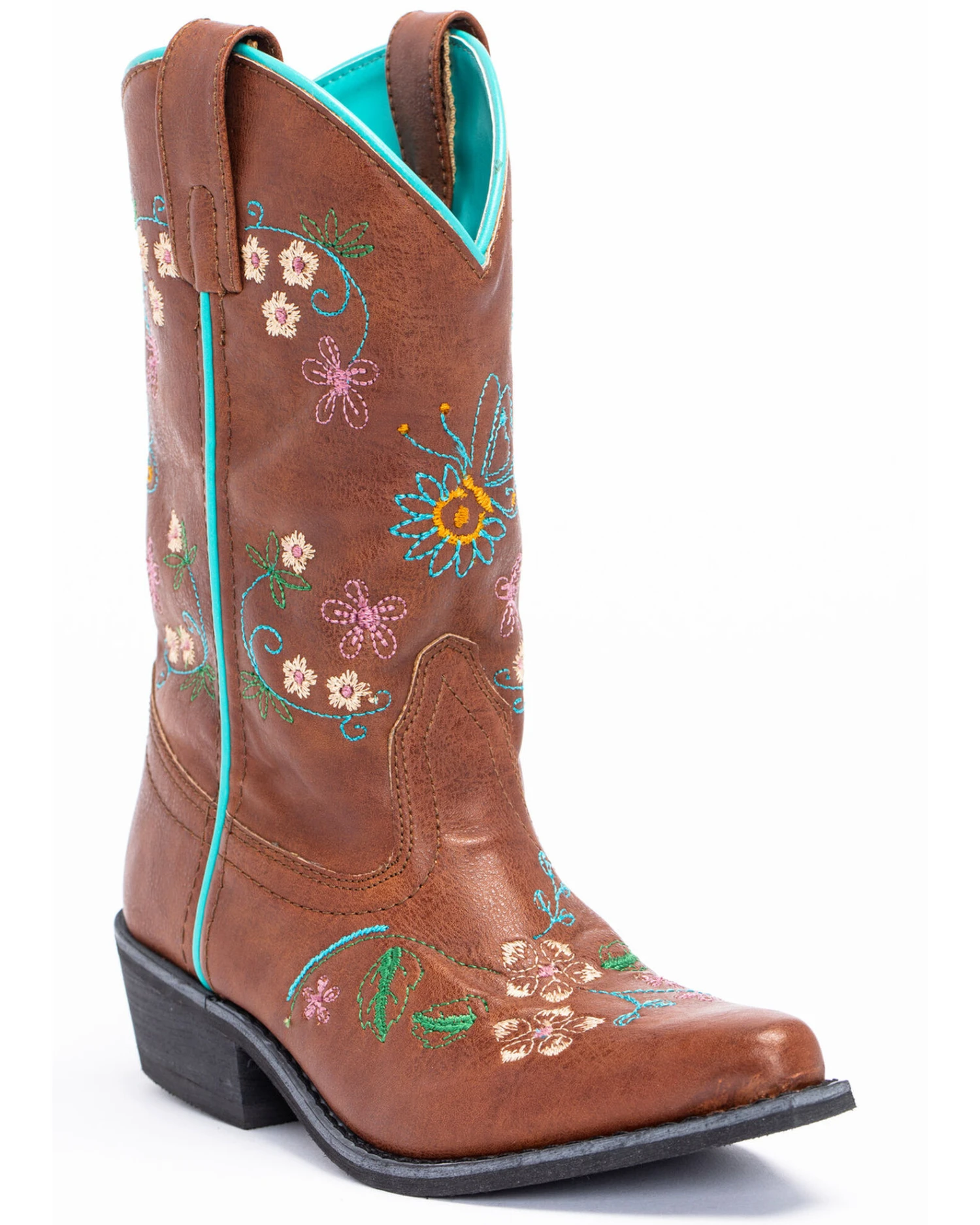 Shyanne Girls' Floral Embroidery Western Boots - Snip Toe 1 Shyanne Girls' Floral Embroidery Western Boots - Snip Toe