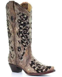 Corral Women's Floral Embroidered Western Boots - Snip Toe