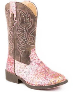 Roper Girls' Glitter Southwest Western Boots - Square Toe