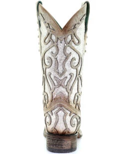 Corral Women's White Glitter Inlay Western Boots - Square Toe -EverTrail Boots Sales Store 2000288063 103 P4