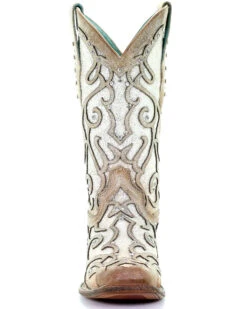 Corral Women's White Glitter Inlay Western Boots - Square Toe -EverTrail Boots Sales Store 2000288063 103 P5