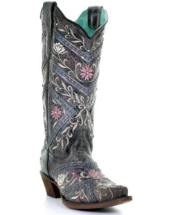 Corral Women's Floral Embroidery & Rhinestones Western Boots - Snip Toe