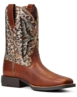 Ariat Girls' Koel VentTEK Leopard Print Western Boots - Broad Square Toe 