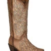 Corral Girls' Glitter Embroidery Leather Western Boot - Snip Toe