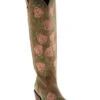 Botas Caborca For Liberty Black Women's Garden Embroidered Floral Western Tall Boots - Snip Toe 