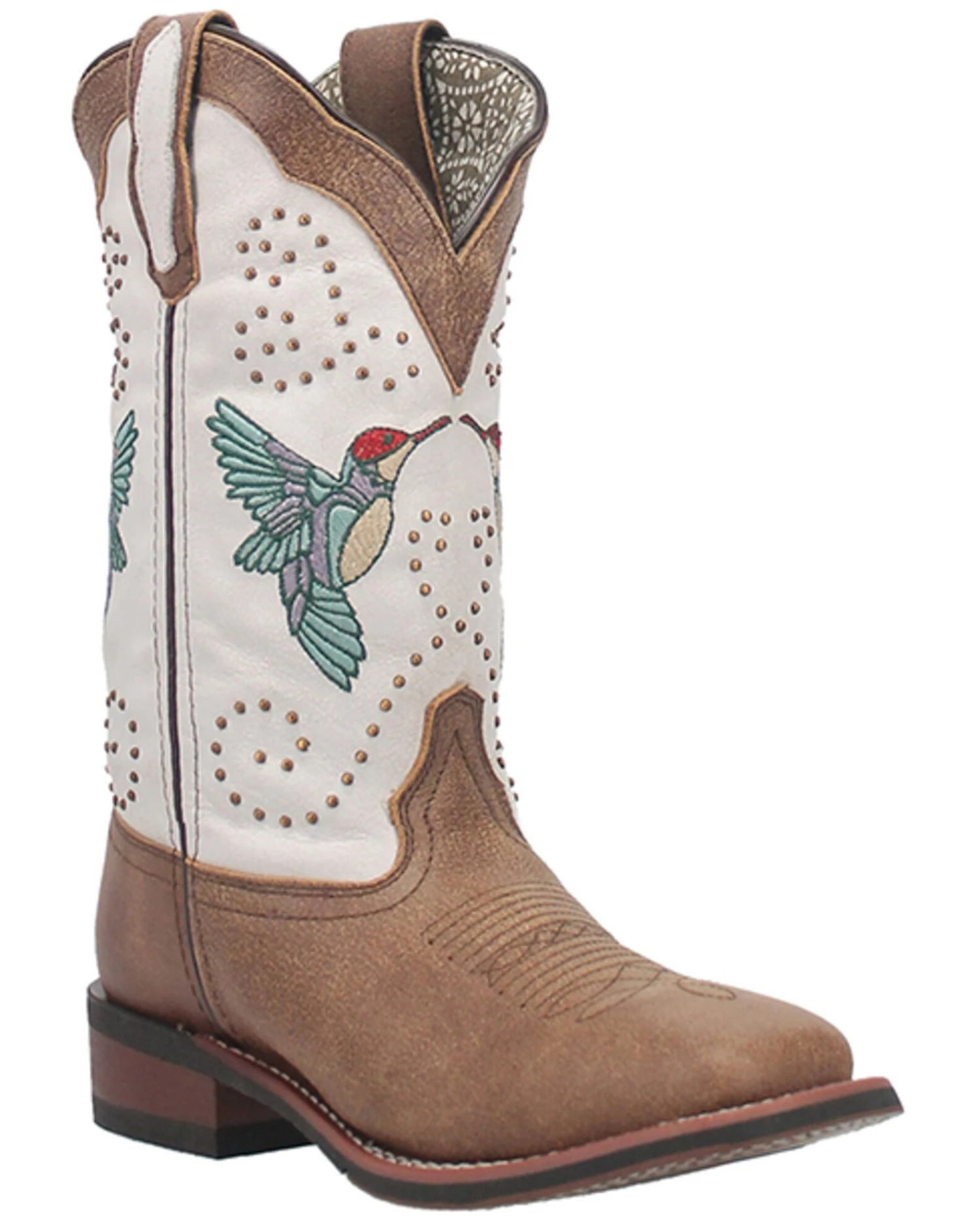 Laredo Women's 11" Hummingbird Embroidered Studded Western Performance Boots - Broad Square Toe 1 Laredo Women's 11" Hummingbird Embroidered Studded Western Performance Boots - Broad Square Toe