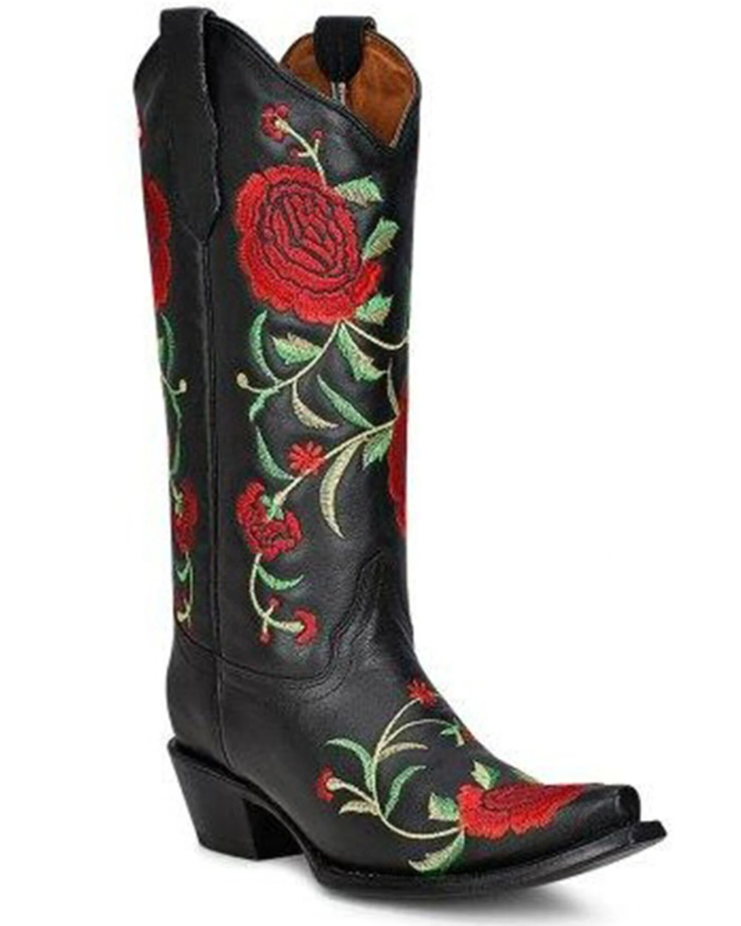 Circle G Women's Flowered Embroidery Western Tall Boots - Snip Toe 1 Circle G Women's Flowered Embroidery Western Tall Boots - Snip Toe