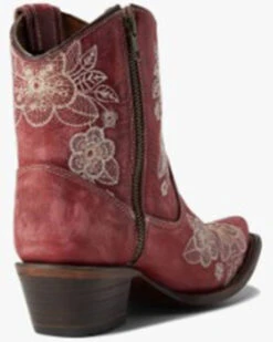 Corral Women's Flowered Embroidery Ankle Western Booties - Snip Toe -EverTrail Boots Sales Store 2000371810 920 P4