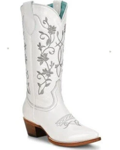 Corral Women's Floral Embroidered Patent Leather Western Boots - Pointed Toe